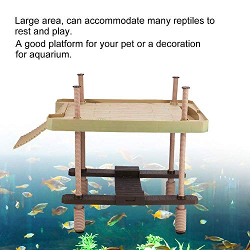 Hffheer Reptile Basking Platform Tortoise Sunbathe Pier Aquarium Float Basking Platform Reptile Climbing Ramp Hammock Fish Tank Sunbathe Accessories