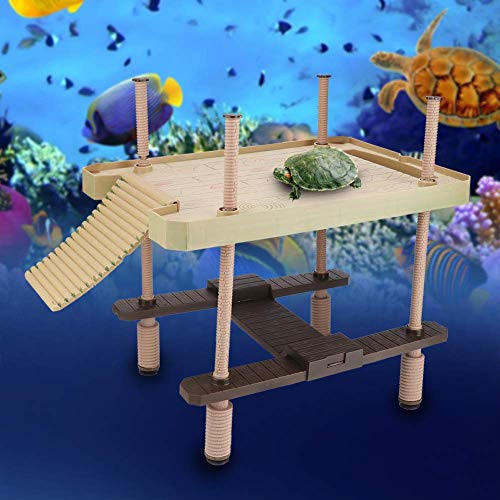 Hffheer Reptile Basking Platform Tortoise Sunbathe Pier Aquarium Float Basking Platform Reptile Climbing Ramp Hammock Fish Tank Sunbathe Accessories