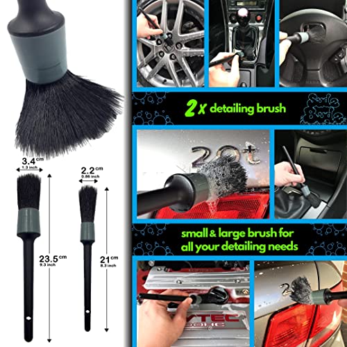 Sudz Budz Premium Microfiber Car Wash Kit 8pcs | Multipurpose Car Wash Mitts, Microfiber Towel Set, Wheel Brush, Car Detailing Brush Set. Auto Detailing Supplies for Exterior Washing Interior Cleaning