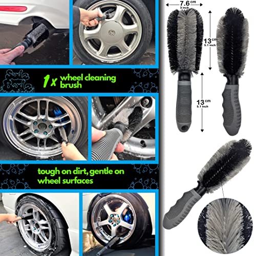 Sudz Budz Premium Microfiber Car Wash Kit 8pcs | Multipurpose Car Wash Mitts, Microfiber Towel Set, Wheel Brush, Car Detailing Brush Set. Auto Detailing Supplies for Exterior Washing Interior Cleaning