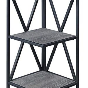 Convenience Concepts Tucson Metal 3 Tier Corner Bookcase, Weathered Gray / Black