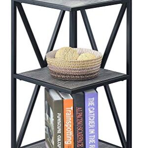 Convenience Concepts Tucson Metal 3 Tier Corner Bookcase, Weathered Gray / Black