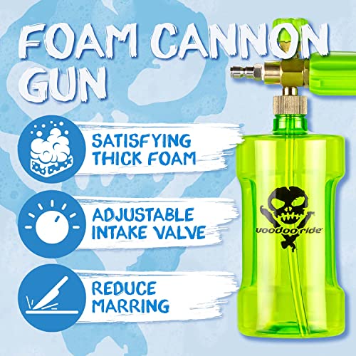 Pilot/Bully Voodoo Ride VR77FC Power Pressure Washer Foam Cannon Gun with Adjustable Sprayer and Soap Intake Valve for High Pressure Washing | 32oz Fluid Bottle, 1/4" Quick Connect, Soap Control Knob