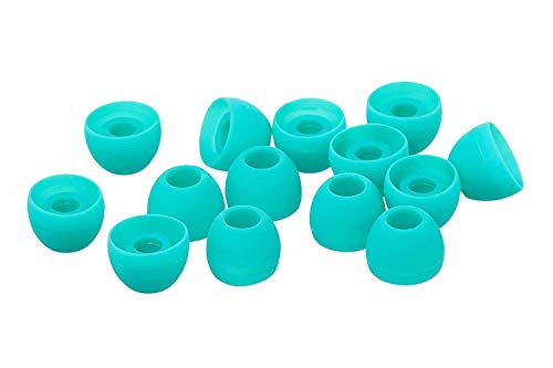 Xcessor Replacement Silicone Earbuds 7 Pairs (Set of 14 Pieces). Compatible with Most in Ear Headphone Brands (L, Turquoise)