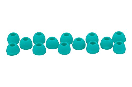 Xcessor Replacement Silicone Earbuds 7 Pairs (Set of 14 Pieces). Compatible with Most in Ear Headphone Brands (L, Turquoise)