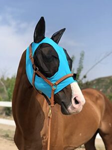tgw riding horse fly mask super comfort horse fly mask elasticity fly mask with ears we only make products that horses like (pacific blue, l)
