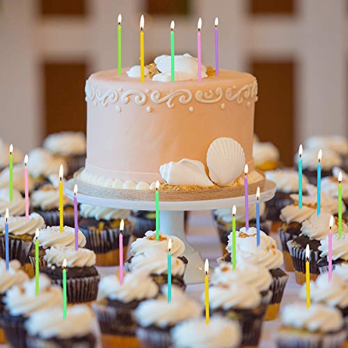 100 Pieces Rainbow Cake Candles Long Birthday Candle Colorful Cake Candles Long Thin Cupcake Candles for Party Wedding Birthday Cake Decoration Supplies