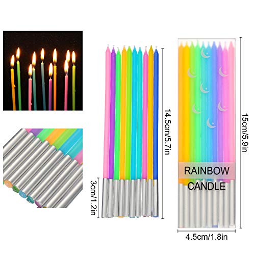 100 Pieces Rainbow Cake Candles Long Birthday Candle Colorful Cake Candles Long Thin Cupcake Candles for Party Wedding Birthday Cake Decoration Supplies