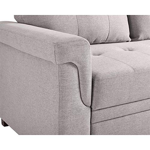 Pemberly Row Linen Reversible Sleeper Sectional in Light Gray