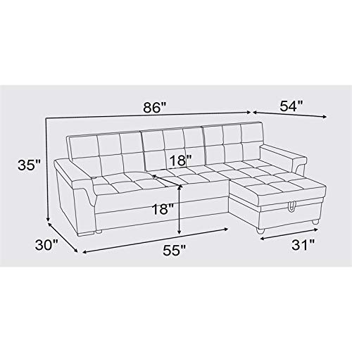 Pemberly Row Linen Reversible Sleeper Sectional in Light Gray