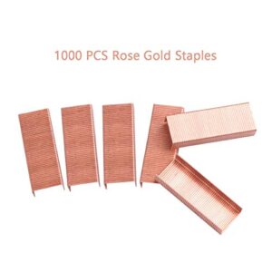 Gold Stapler and Tape Dispenser Set - Gold Office Supplies with 12 Binder Clips and 1000 Rose Gold Staples, Luxury Acrylic Gold Desk Accessories & Decorations