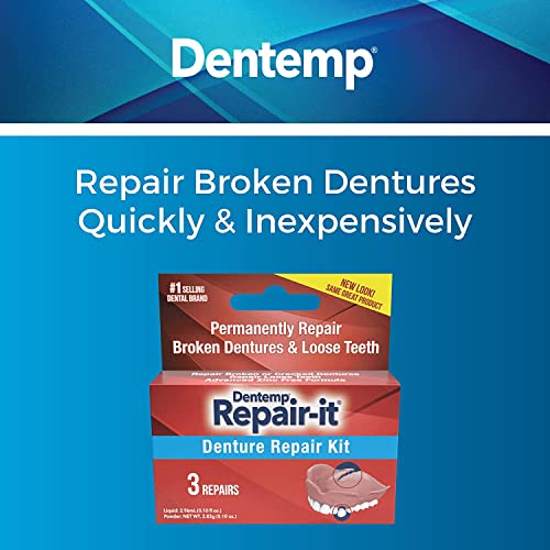 Dentemp Repair Kit - Repair-It Advanced Formula Denture Repair Kit - Denture Repair Kit Repairs Broken Dentures - Denture Repair to Mend Cracks & Replace Loose Teeth