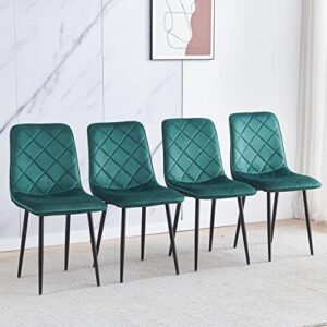 homesailing occasional green velvet dining chairs set of 4 for kitchen restaurant modern office reception chairs for lounge party velvet upholstered padded chairs with black metal legs