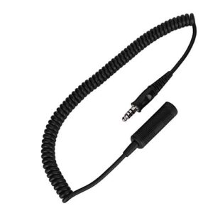 fo sa U-92A/U to U-174/U Headphone Extension Cable, Helicopter Military Headphone Extension Cable Elastic Scalability Coiling Cable for Standard Military Mono U-174/U Plug, Helicopter, Military Radio