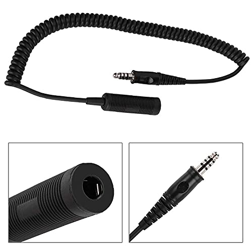 fo sa U-92A/U to U-174/U Headphone Extension Cable, Helicopter Military Headphone Extension Cable Elastic Scalability Coiling Cable for Standard Military Mono U-174/U Plug, Helicopter, Military Radio