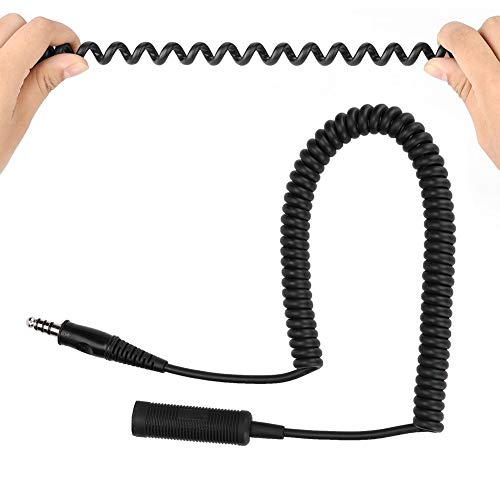 fo sa U-92A/U to U-174/U Headphone Extension Cable, Helicopter Military Headphone Extension Cable Elastic Scalability Coiling Cable for Standard Military Mono U-174/U Plug, Helicopter, Military Radio