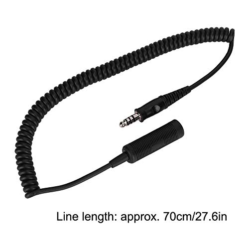 fo sa U-92A/U to U-174/U Headphone Extension Cable, Helicopter Military Headphone Extension Cable Elastic Scalability Coiling Cable for Standard Military Mono U-174/U Plug, Helicopter, Military Radio