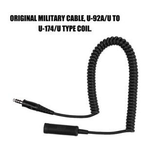 fo sa U-92A/U to U-174/U Headphone Extension Cable, Helicopter Military Headphone Extension Cable Elastic Scalability Coiling Cable for Standard Military Mono U-174/U Plug, Helicopter, Military Radio