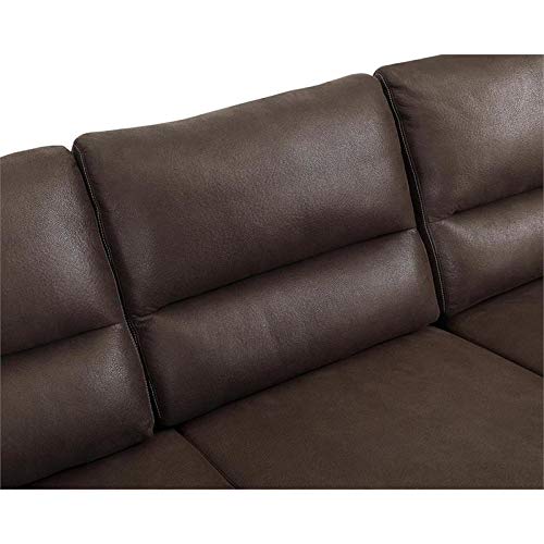 BOWERY HILL Contemporary Saddle Brown Microfiber Reversible Sleeper Sectional Sofar with Storage