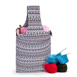 teamoy knitting bag, portable yarn tote project bag for knitting needles, yarn and crochet supplies, perfect size for knitting on the go, bohemian