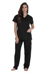 just love stretch solid scrub sets for women 6828-new-blk-2x