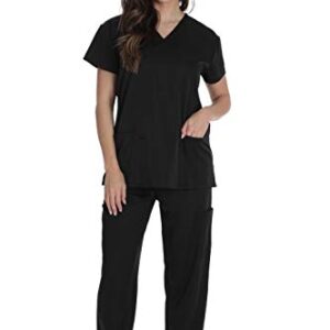 Just Love Stretch Solid Scrub Sets for Women 6828-NEW-BLK-2X