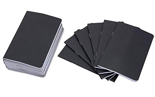 24 Pcs 5.5 Inch x 3.5 Inch Black Cover Pocket Notebook 32 Sheets (64 Pages) Blank Pages 70 Gsm Paper (Blank 24pcs)