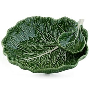 bordallo pinheiro green cabbage 8 inch chip and dip bowl