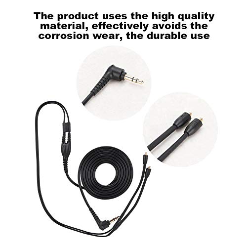 MMCX Replacement Headphone Cable, TPE Headphone Extension Cable with 3.5mm Plug for Shure se215 se425 se535 se846 ue900(Black Without mic)