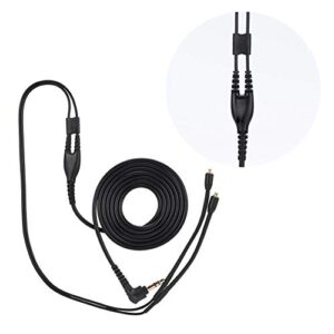 MMCX Replacement Headphone Cable, TPE Headphone Extension Cable with 3.5mm Plug for Shure se215 se425 se535 se846 ue900(Black Without mic)