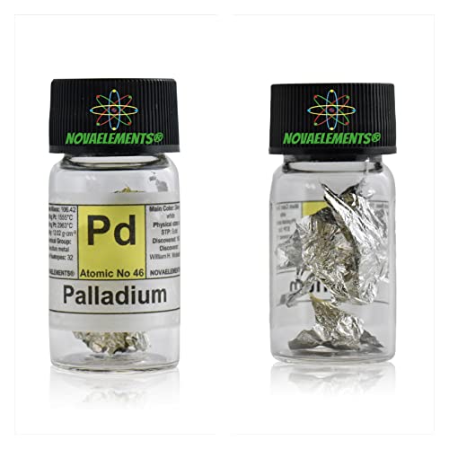 Palladium Metal foil Element 46 of The Periodic Table, Palladium foil 99.99% Pure in Labeled Vial