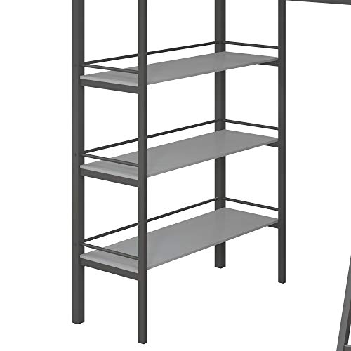 Little Seeds Nova Metal Bed w/Shelves, Twin Bunk, Gunmetal Gray Loft,
