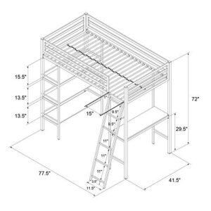 Little Seeds Nova Metal Bed w/Shelves, Twin Bunk, Gunmetal Gray Loft,