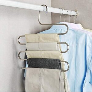 Pants Hangers S-Shape Trousers Hangers Stainless Steel Clothes Hangers Space Saving Closet Organizer for Pants Jeans Scarf (4-Pieces)