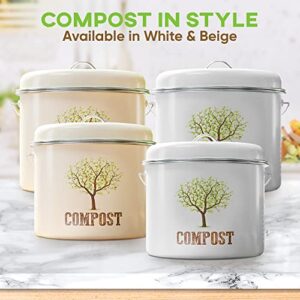 Third Rock Kitchen Compost Bin Countertop – 1.0 Gallon Compost Bucket for Kitchen – Small Compost Bin – Compost Bin Kitchen Counter - Countertop Compost Bins for Kitchen Includes Charcoal Filter