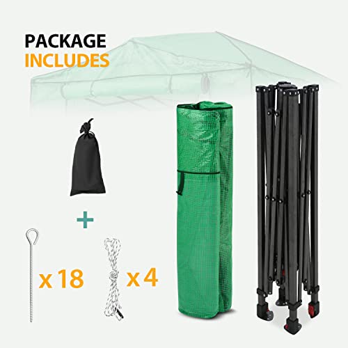 EAGLE PEAK 8x6 Portable Walk-in Greenhouse Instant Pop-up Indoor Outdoor Plant Gardening Green House Canopy, Front and Rear Roll-Up Zipper Entry Doors and 2 Large Roll-Up Side Windows, Green