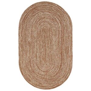 superior kinallen reversible braided oval indoor/outdoor area rug, 8' x 10', brick-white