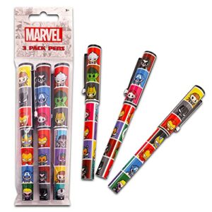 Marvel Avengers Pen Bundle Set ~ 6 Deluxe Ballpoint Gel Pens Featuring Avengers and Spiderman Plus Avengers Stickers (Avengers Office Supplies, School Supplies)