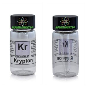 krypton element 36 kr, 99.9% pure sample in mini ampoule and glass ampoule with label