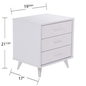 Southern Enterprises Oren Bedside Table w/Drawers Nightstand, White
