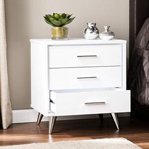 Southern Enterprises Oren Bedside Table w/Drawers Nightstand, White