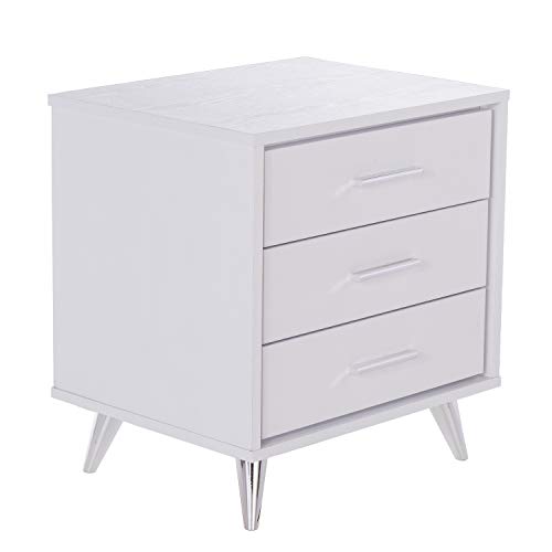 Southern Enterprises Oren Bedside Table w/Drawers Nightstand, White