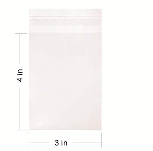 3 x 4-inch 200Pcs Clear Resealable Cello Cellophane Bags by WerkaSi, Self Seal Cookie Poly Bags for Treats Cards Jewelry