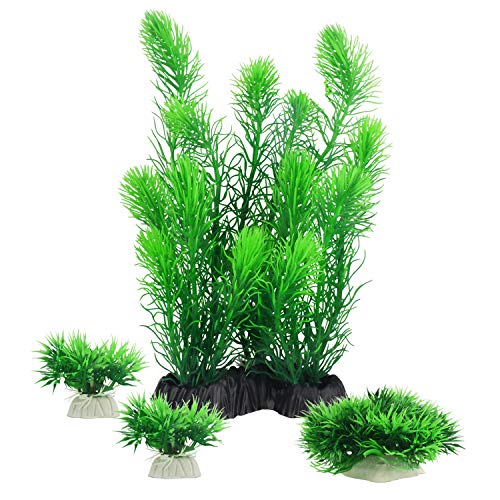 MyLifeUNIT Aquarium Plants, Artificial Aquarium Decorations for Fish Tank Decor, Pack of 4