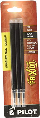 Pilot Gel Ink Refills for FriXion Erasable Gel Ink Pen, Fine Point, Black Ink, 7 Pack (21 Refills Total)