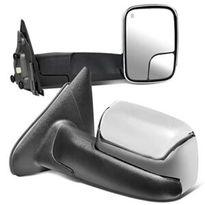 pair chrome power heated glass flip up rear view side towing mirrors compatible with dodge ram 1500 2500 3500 02-08