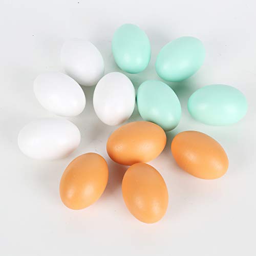 Folgtek 12pcs DIY Dummy Eggs Wooden Fake Eggs Simulation Chicken Duck Goose Egg DIY Easter Egg Toy for Hunting Decoys Decoration Egg