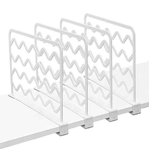 Messar 4 PCS Plastic Shelf Dividers for Closets, Plastic Closet Dividers White Shelf Separators Perfect for Clothes Organizer and Bedroom Kitchen Cabinets Shelf Storage and Organization (4 Pcs)