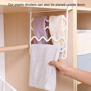 Messar 4 PCS Plastic Shelf Dividers for Closets, Plastic Closet Dividers White Shelf Separators Perfect for Clothes Organizer and Bedroom Kitchen Cabinets Shelf Storage and Organization (4 Pcs)