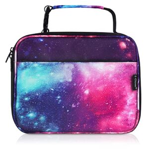 e-clover kids lunch box insulated girls lunch boxes galaxy lunch bag tote kit for school travel picnic beach boys space gifts purple pink